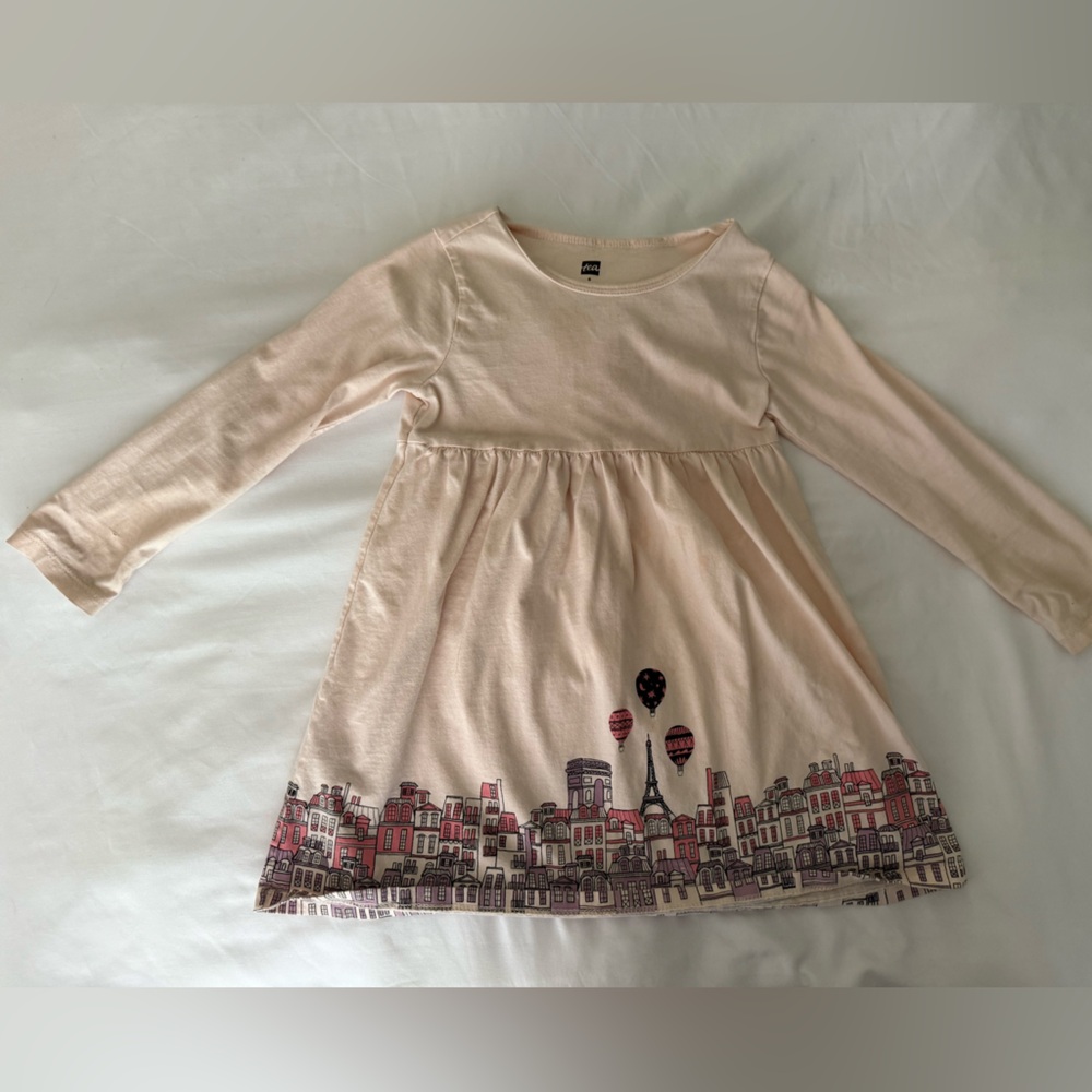 Tea Collection Paris Kids Dress in Pink Sz 4